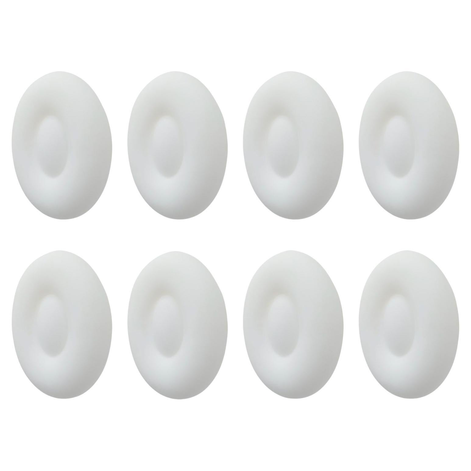 Large Stock of Oval Italian Wall or Flush Mount Lights in White Glass