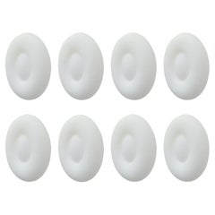 Large Stock of Oval Italian Wall or Flush Mount Lights in White Glass
