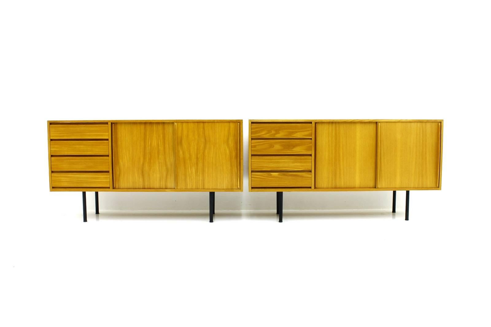 Rare Pair of Ashwood Sideboard by Ollie Borg, Asko Finland, 1950s 2