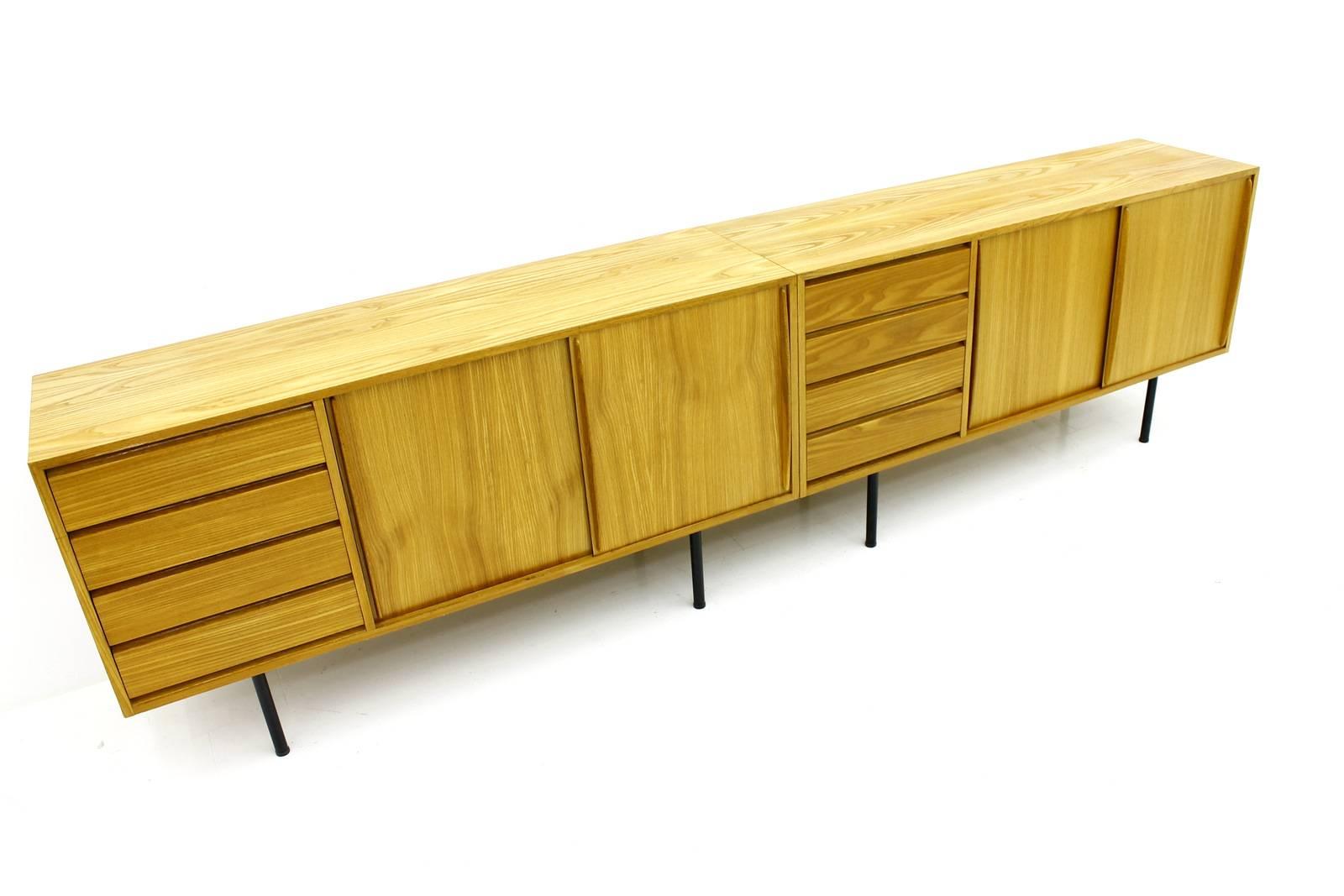 Rare Pair of Ashwood Sideboard by Ollie Borg, Asko Finland, 1950s 3