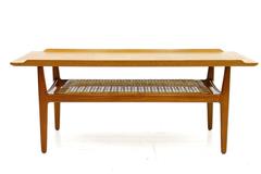 Teak & Cane Sofa Table "Margrethe" by Arne Vodder, Denmark 1957