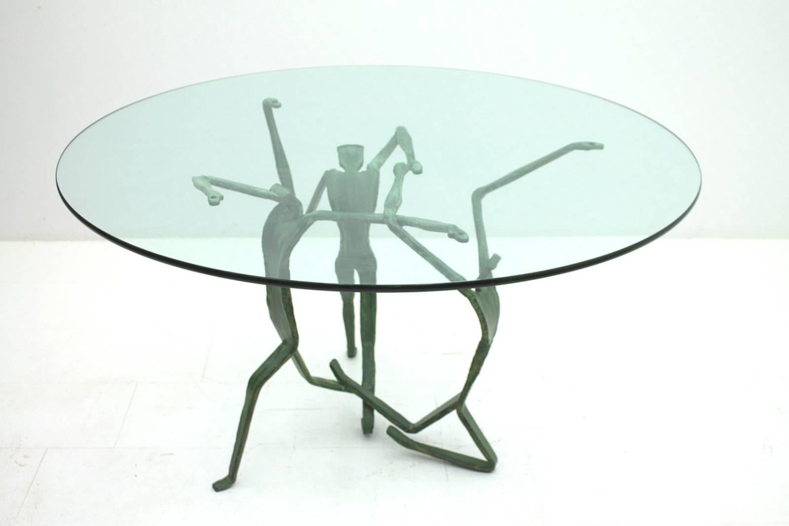 Dining Table with Glass and Iron, circa 1970s 4