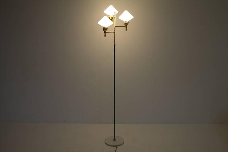 Italian Floor Lamp, Brass, Glass and Marble 1960s For Sale at 1stDibs