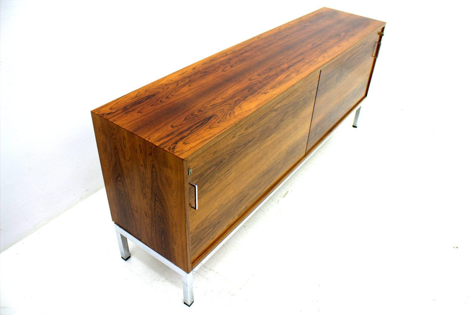 European Rosewood Sideboard with Chrome Base, 1970s