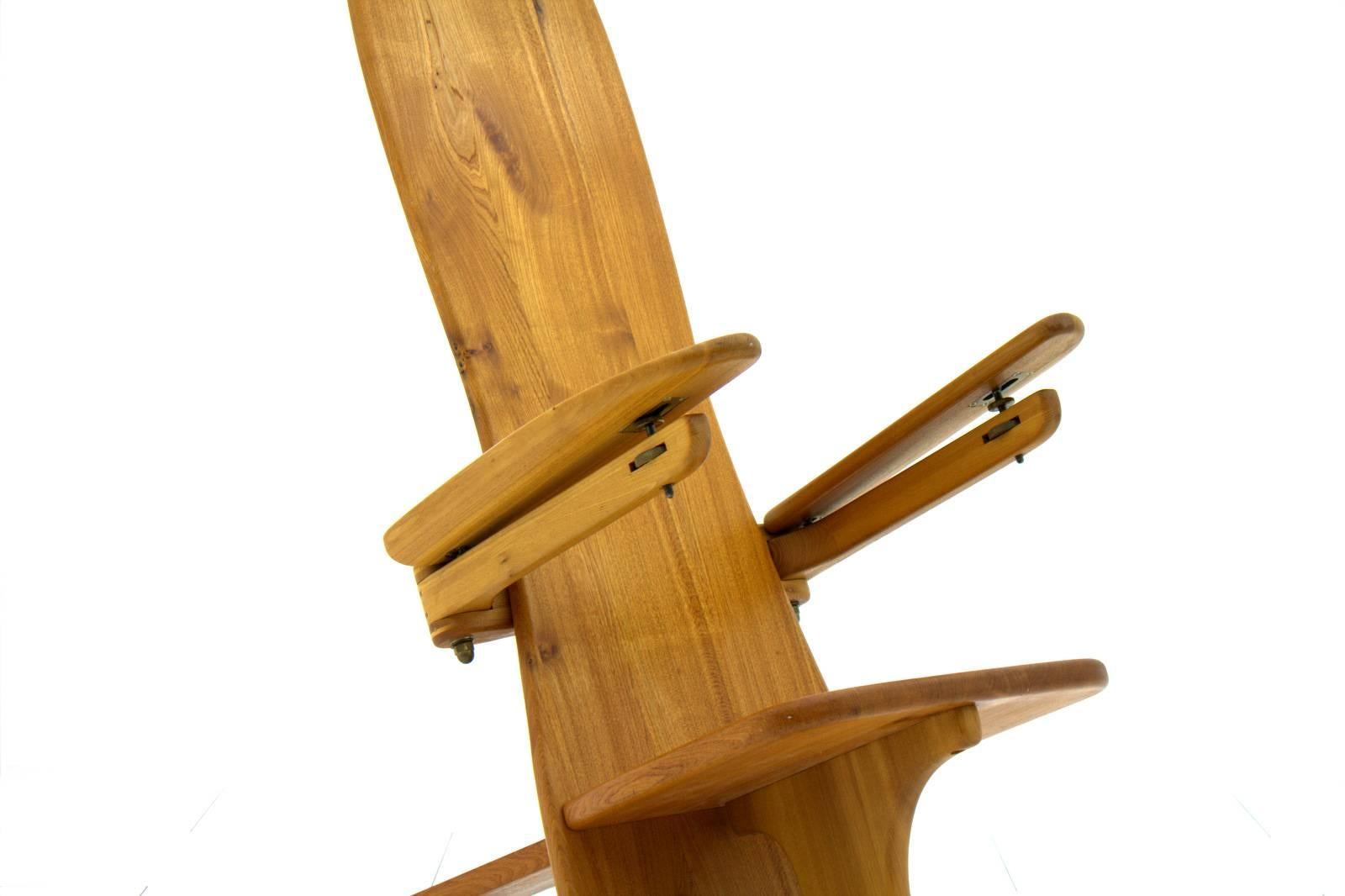 Finnish Sculptural Wood Chair, Side Chair, Finland, 1970s