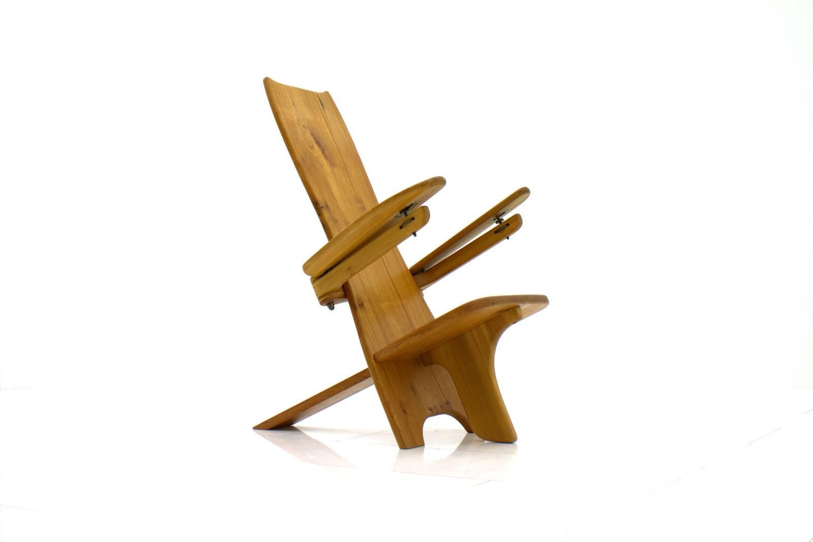 Scandinavian Modern Sculptural Wood Chair, Side Chair, Finland, 1970s