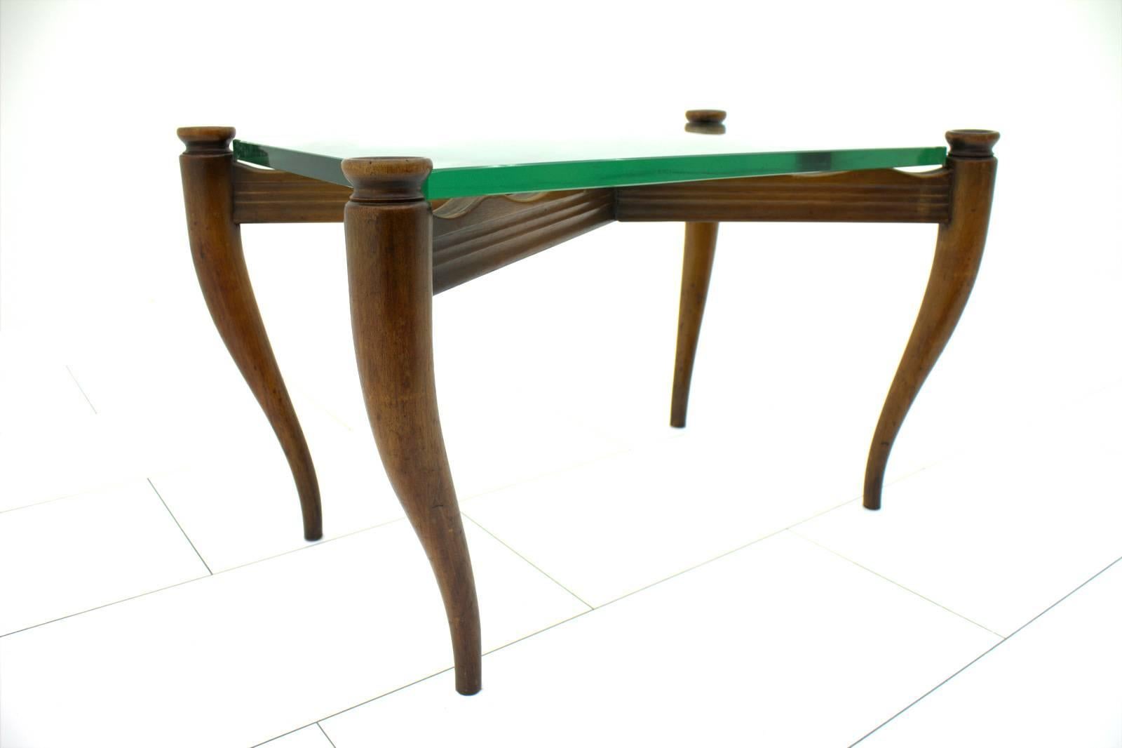 Italian Nice Coffee Table Wood and Glass, Italy, 1950s For Sale