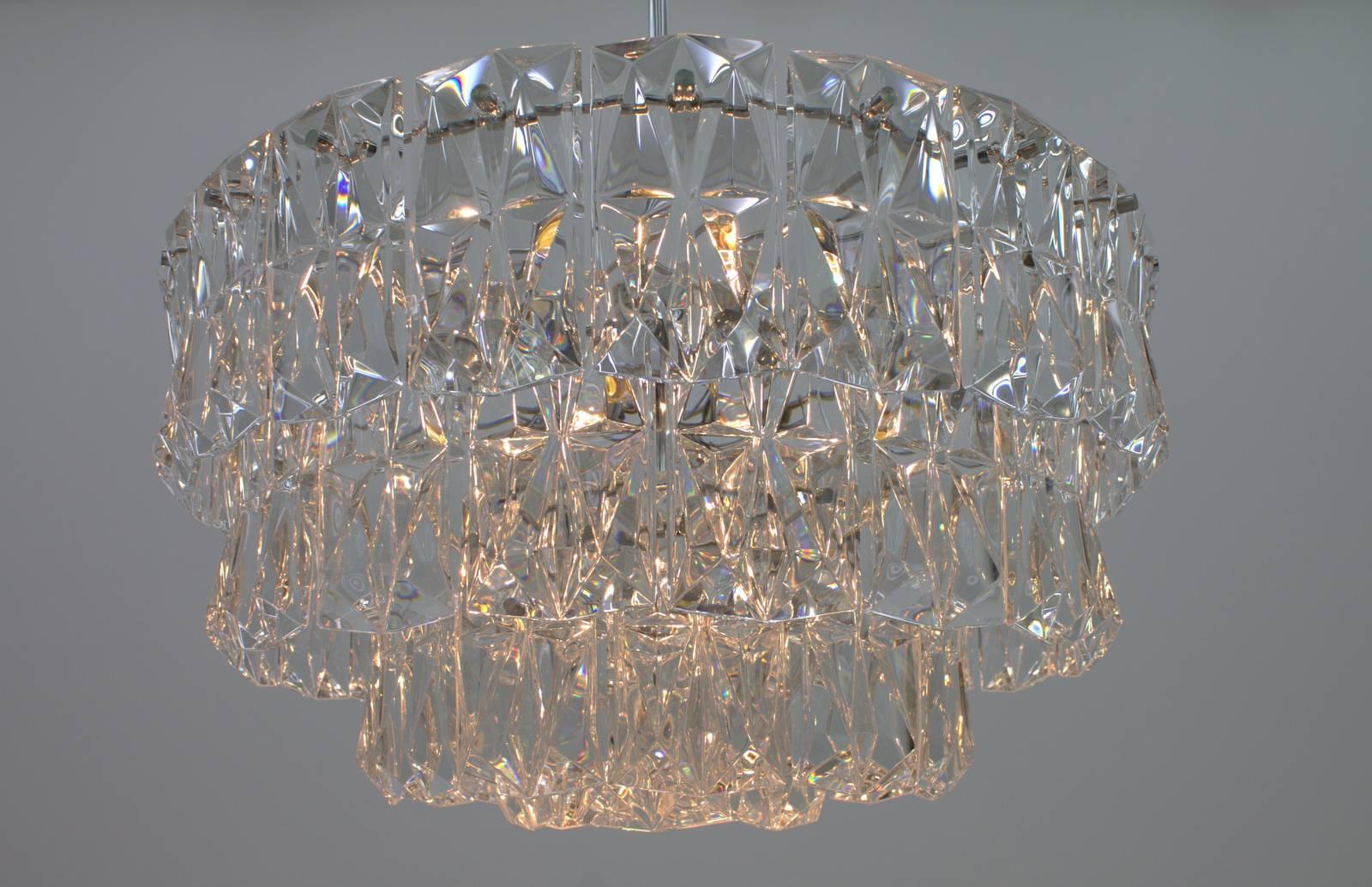 Large Four Tiers Crystal Glass Chandelier by Kinkeldey, 1970s 1
