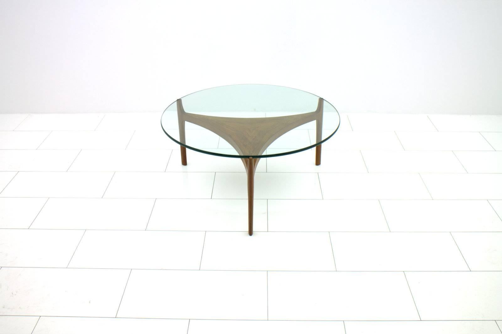 Sven Ellekaer Teak Wood and Glass Coffee Table, Denmark, 1960s For Sale 1