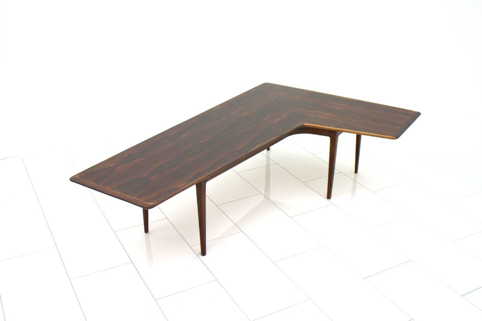 Large sofa table i a L- shape 1960s. 
Excellent restored condition

Worldwide shipping.