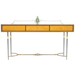 Beautiful Console Table, Sideboard with Brass and Mirror by Hans Wauer, Germany 