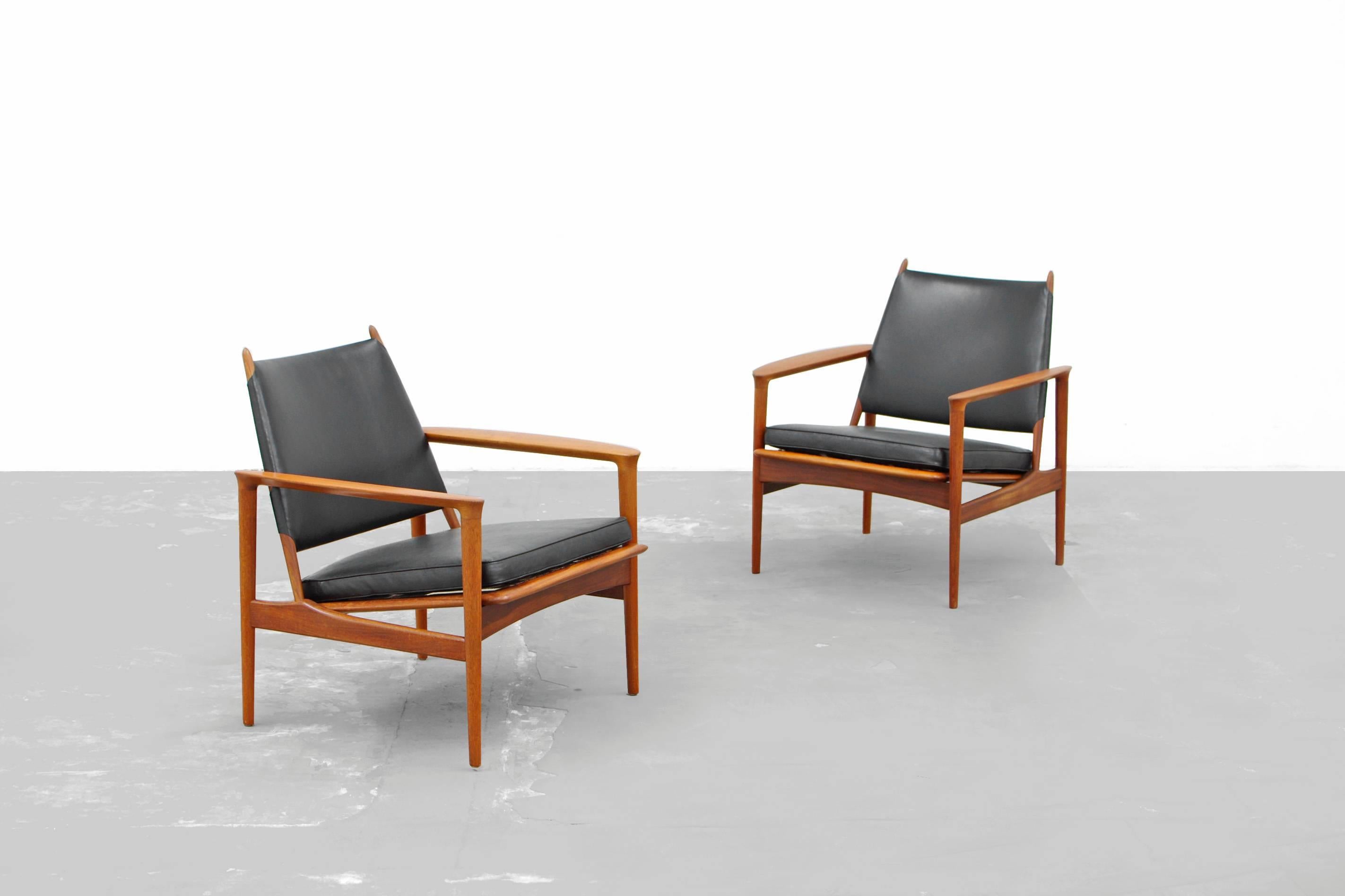 Scandinavian Modern Set of Teak Easy Chairs 