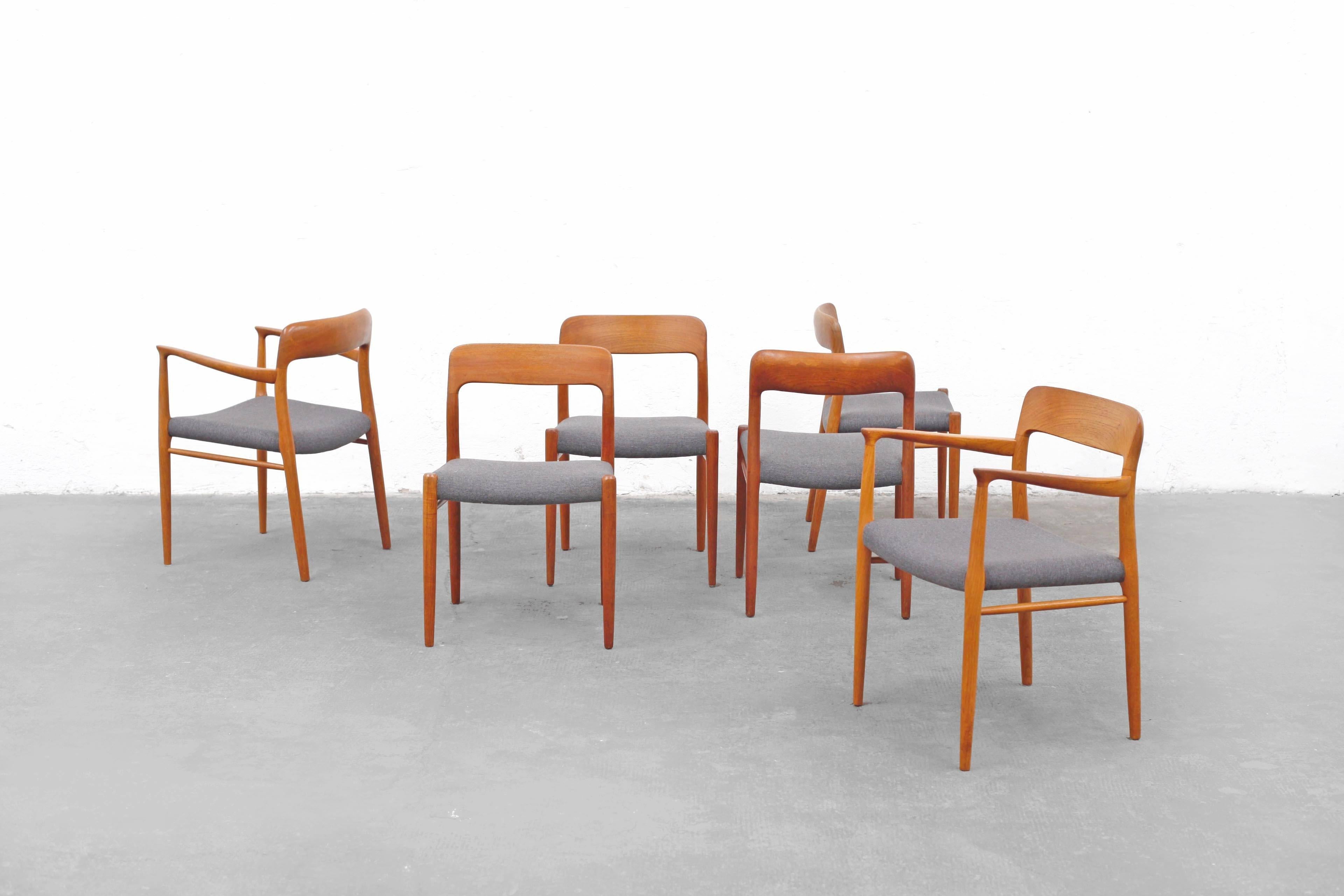 20th Century Teak Dining Chair Set by Niels O. Moeller No. 75 and No. 56