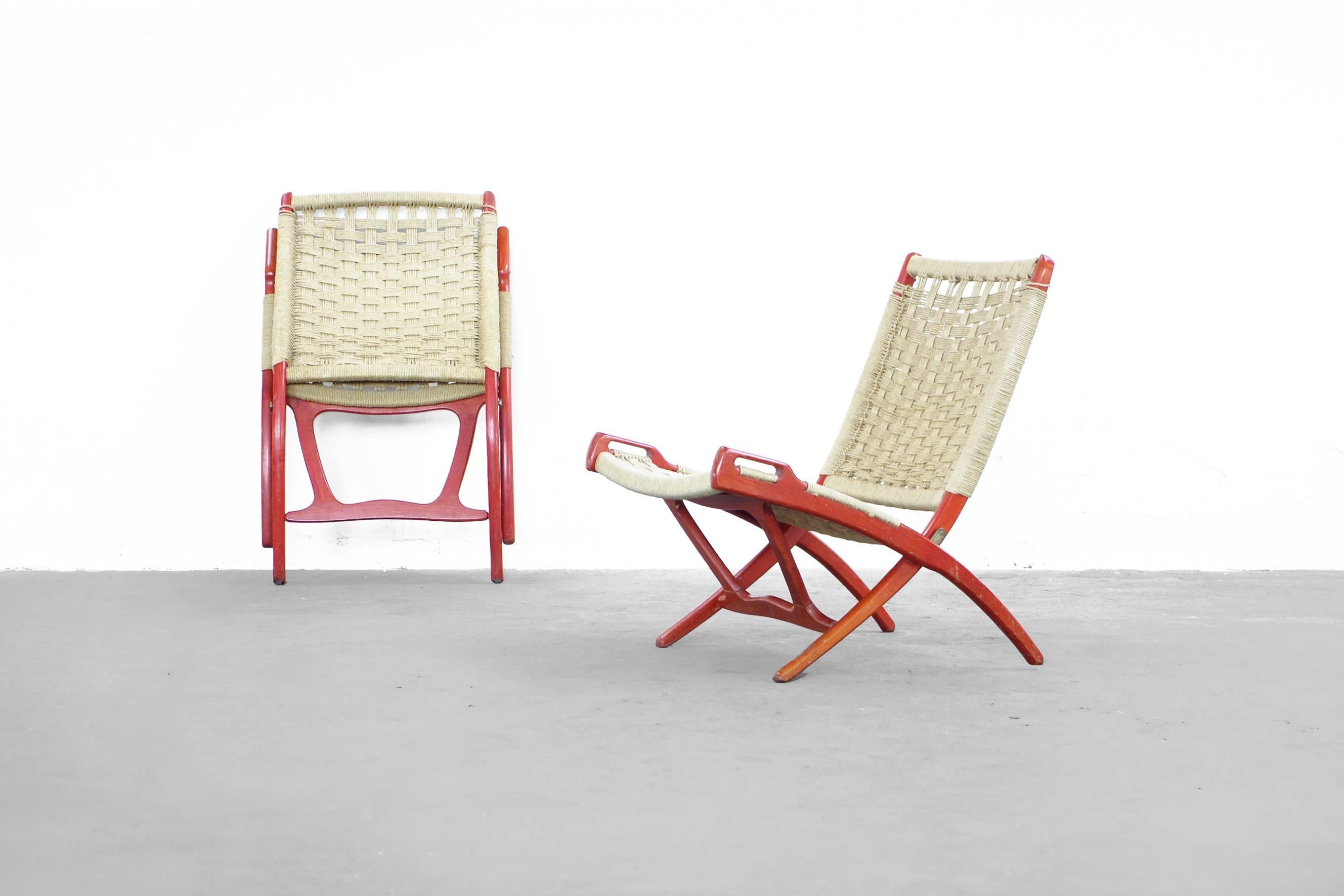 British Set of Folding Chairs by Ebert Wels, England, 1960s, Mid-Century Modern Design
