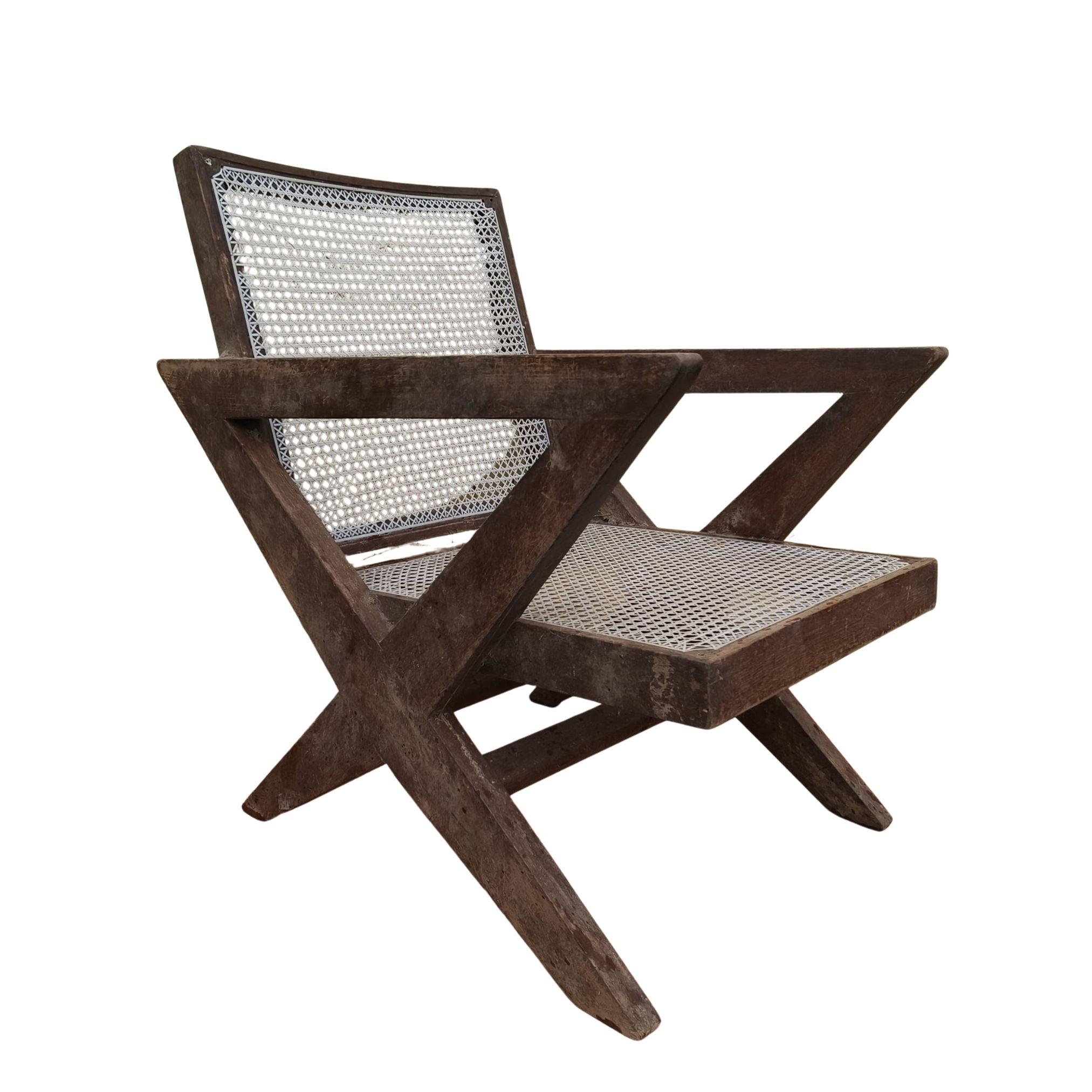 Indien Un set de 2 authentiques Pierre Jeanneret  Chaises à pieds en X PJ-SI-45-A, Inde, années 1950