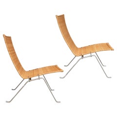 Par de sillones vintage PK22 de Poul Kjærholm y E. Kold Christensen, Dinamarca