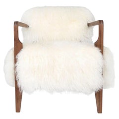 Scandinavian Lounge Chair in Walnut and Tibetan Sheepskin, Made in Denmark