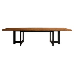 Tavolo monumentale vintage in rovere belga con base in rovere e ebano, 300 cm