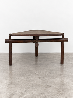 Pierre Jeanneret Triangular Bamboo and Teak Coffee Table, Chandigarh, 1950s