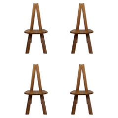 Set of 4 Pierre Chapo S45 'Chlacc' Dining Chairs, Made in France, 1979