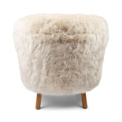 Exceptional New Zealand Sheepskin Lounge Chair with Oak Legs, Denmark