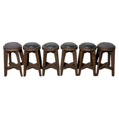 Set of 6 Pierre Jeanneret Teak Laboratory Stools, P.A.U., ci. 1965–66