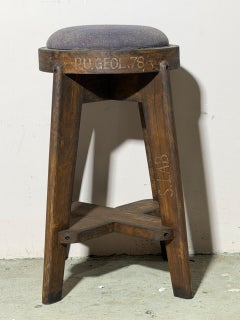 Set of 6 Pierre Jeanneret Teak Laboratory Stools, P.A.U., ci. 1965–66