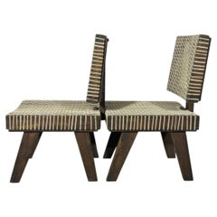Pierre Jeanneret, Authentic Set of 2 Rare Lounge Chairs, Chandigarh, 1956