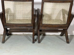 2er-Set „Authentic Pierre Jeanneret“  PJ-SI-45-A, X-Leg-Liegestühle, Indien