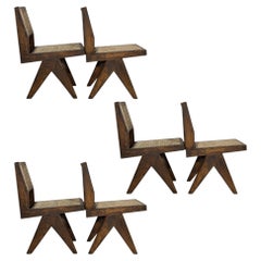 Pierre Jeanneret PJ-SI-25-A, Set aus sechs Esszimmerstühlen, Chandigarh, um 1958–59