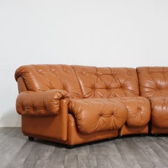 Afra-Style Tobia Scarpa Coronado Modular Corner Sofa, Cognac Leather, 1970s