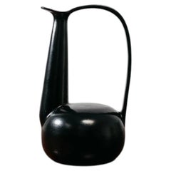 Jarra italiana de cerámica Bucchero de los años 90, modelo «Gubbio» con cuello