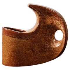 Bertoncello 977 Roberto Rigon Jarrón de cerámica esmaltada artística de los años 70 Diseño