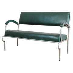 Vintage Bauhaus Two-Seater Cantilever Sofa with Tubular Steel Frame, 1930s