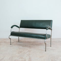 Vintage Bauhaus Two-Seater Cantilever Sofa with Tubular Steel Frame, 1930s