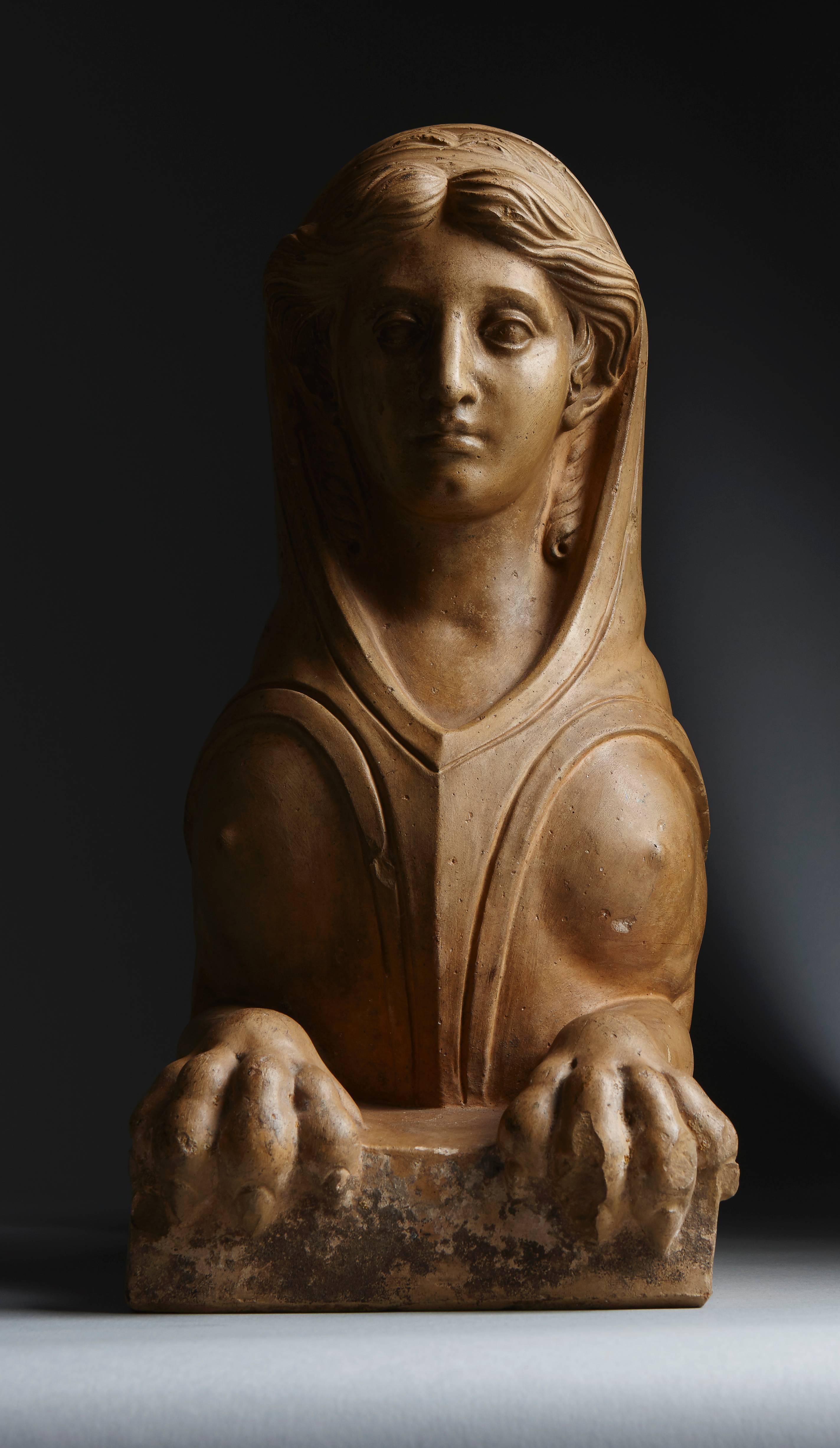 German Early 19th Century Empire Prussian Terracotta Sphinx