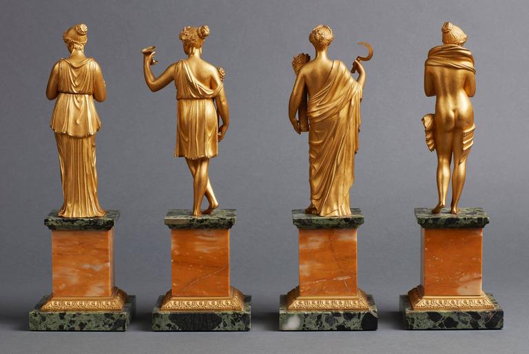 Important Russian Set of Early 19th Century Empire Bronze Goddesses