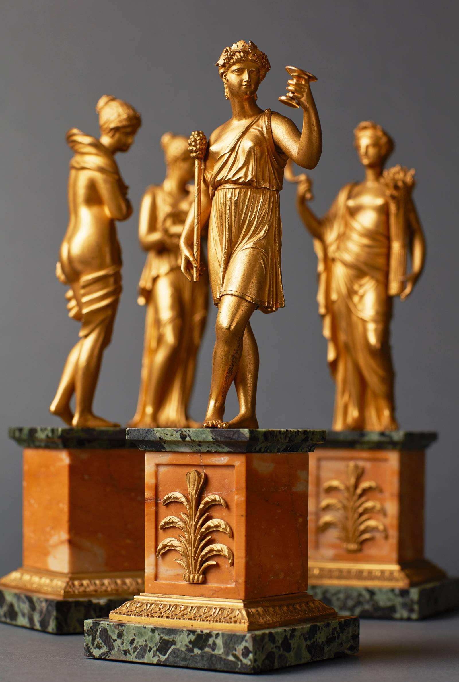 Gilt Important Russian Set of Early 19th Century Empire Bronze Goddesses four Seasons