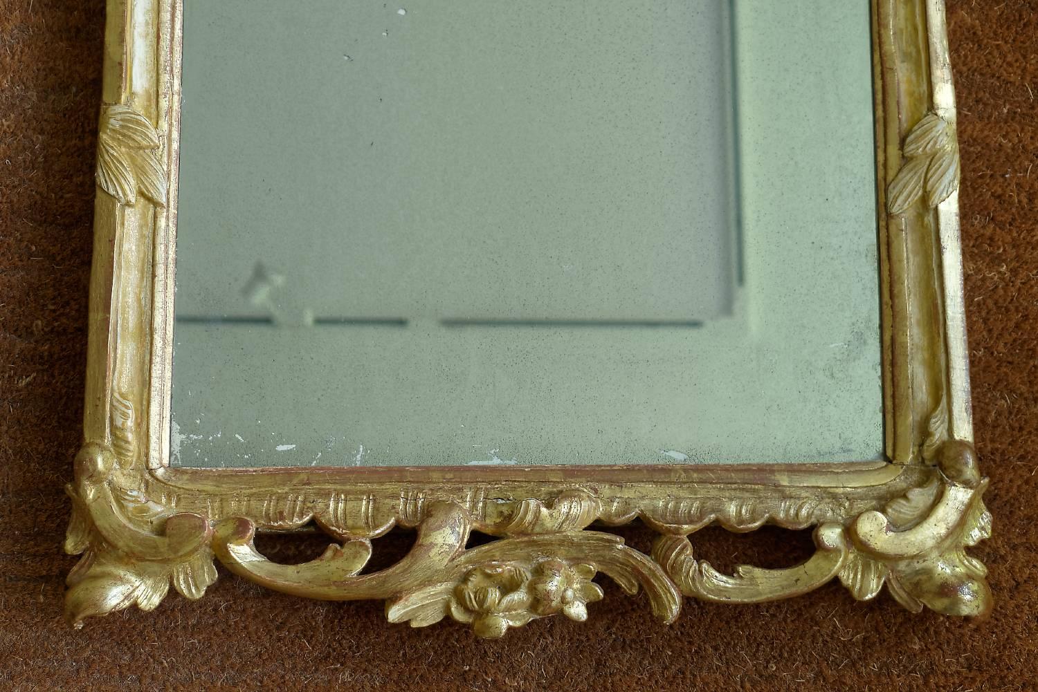 Wood Danish 18th Century Giltwood Rococo Mirror For Sale