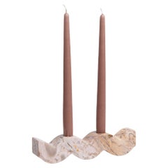 Wavy gemstone candelabra – Creamy Soapstone