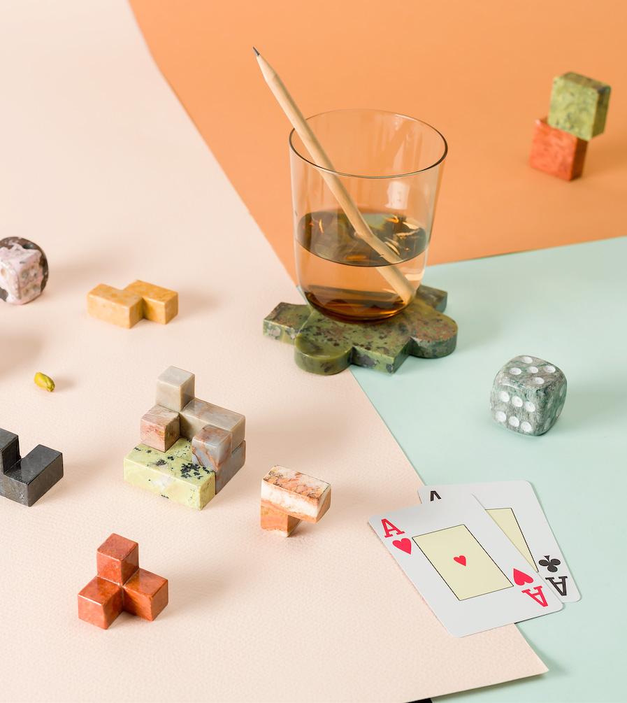 Pietra Puzzle di pietre preziose colorate Soma Cube 3D in vendita
