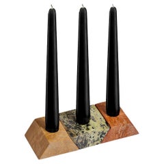Triángulo 3D Puzzle de piedras preciosas  / candelabro de 3 piezas - multi: VERDE NARANJA CREMA