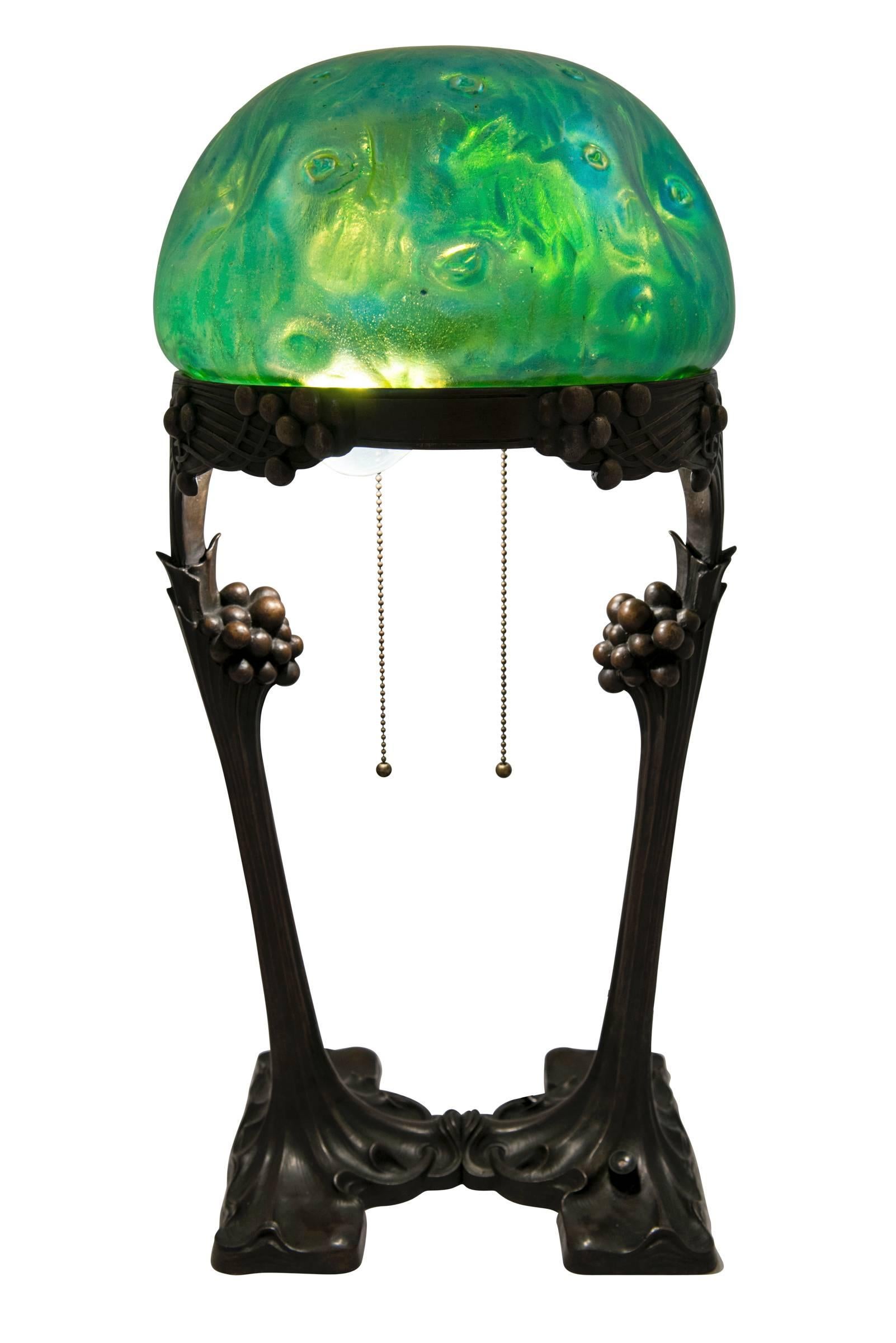 Austrian Loetz, Gustav Gurschner, Lamp Rusticana, Vienna, circa 1902, Art Nouveau