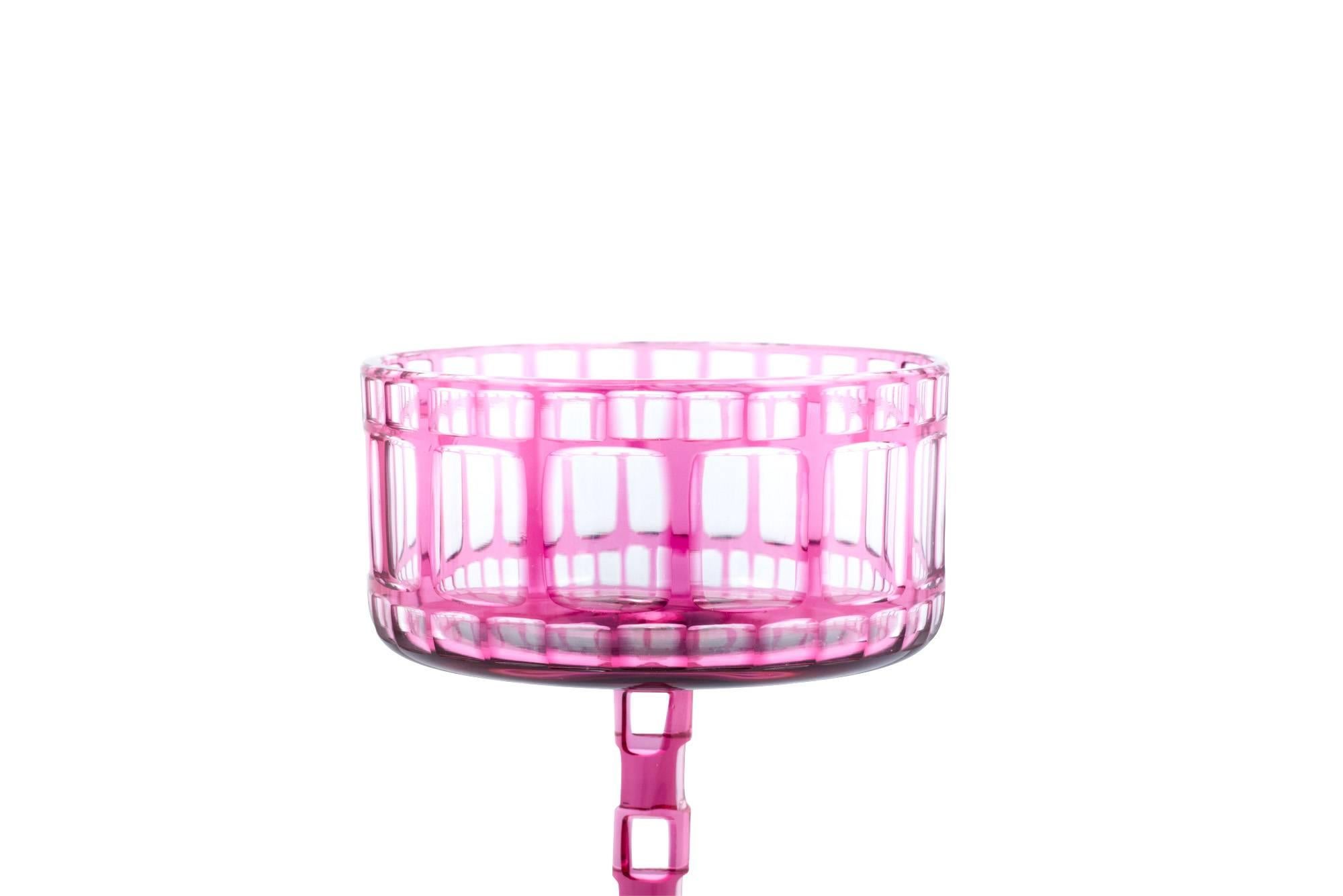 Art Glass Otto Prutscher Six Rare Wine Glasses Wiener Werkstatte, circa 1908 Meyr’s Neffe