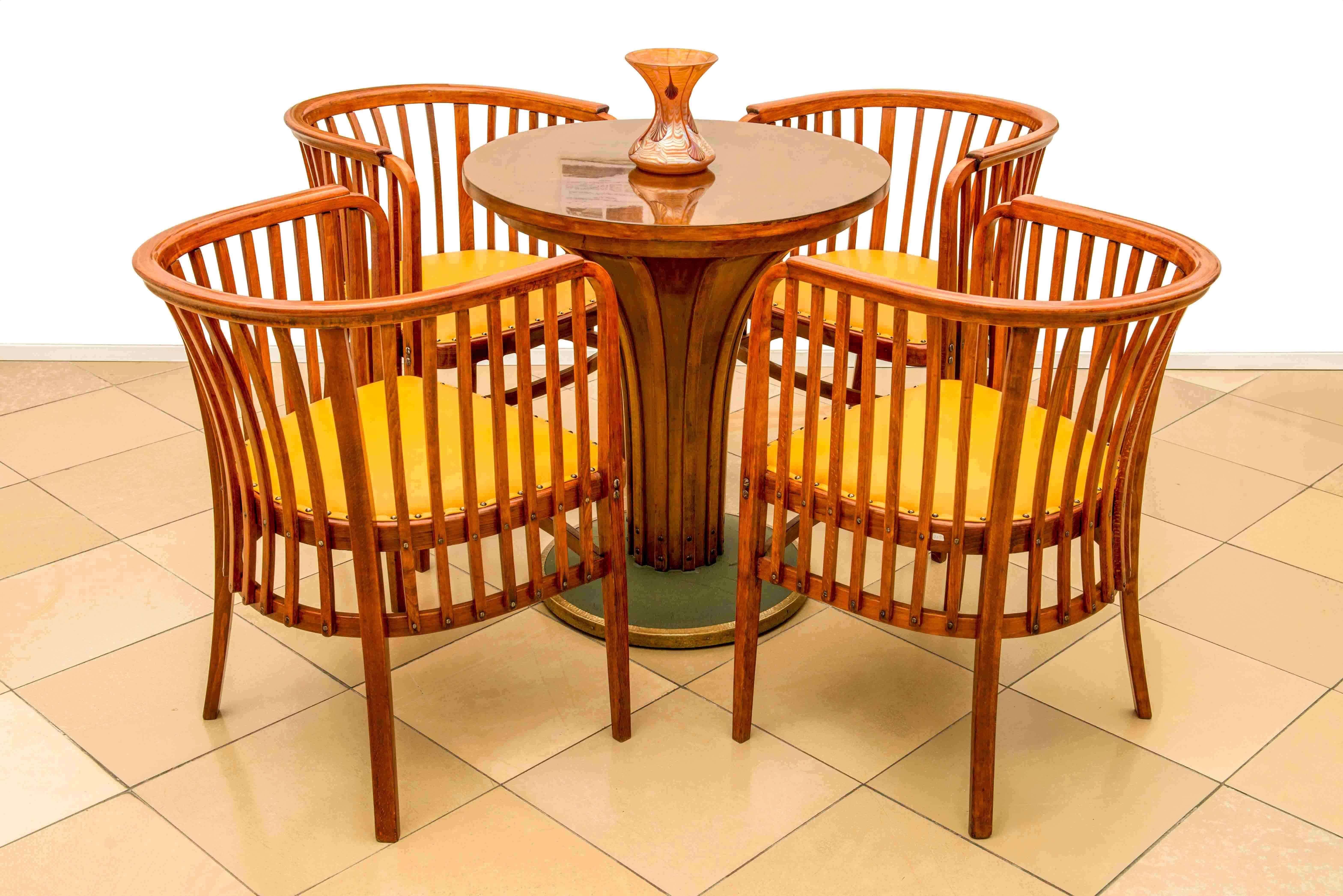 Stained Otto Prutscher and Marcel Kammerer for Thonet, Four Chairs and Table, 1914