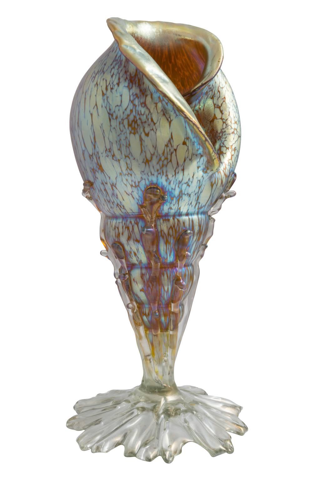 Late 19th Century Large Loetz Shell Vase Candia Papillion, circa 1899 Art Nouveau