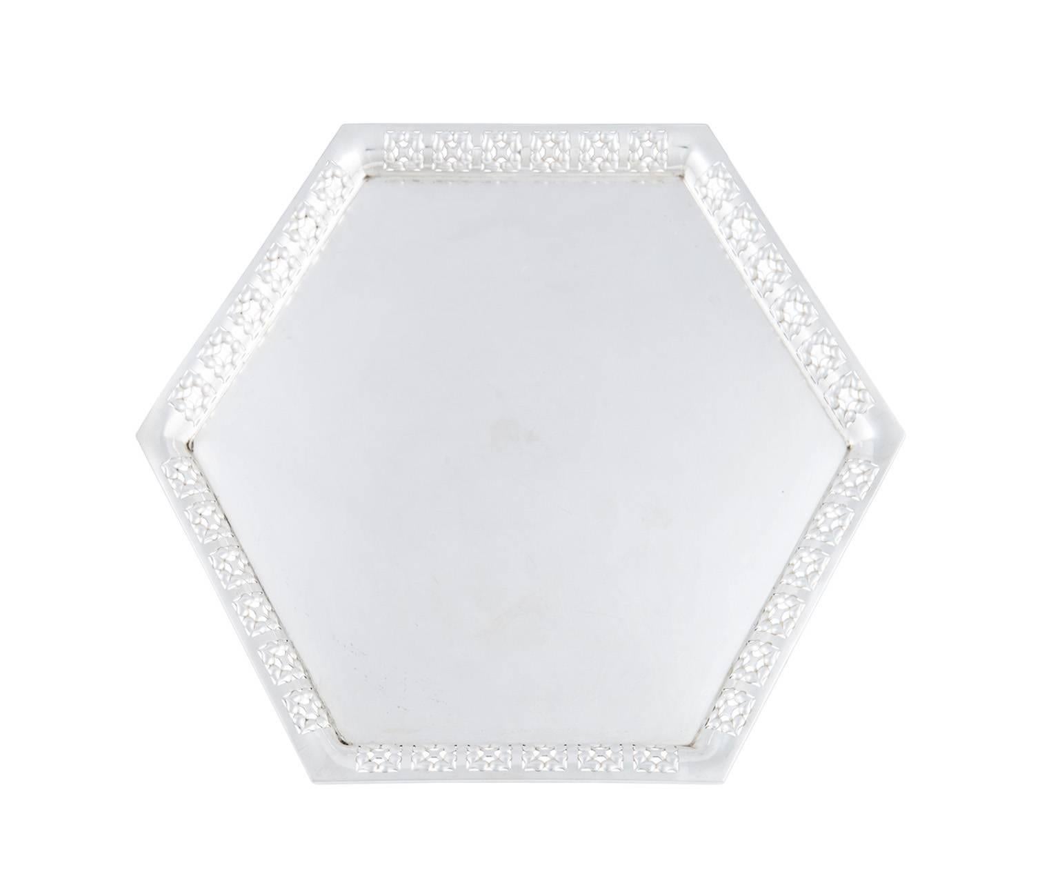 Art Nouveau Josef Hoffmann Silver Tray, circa 1908, Wiener Werkstatte