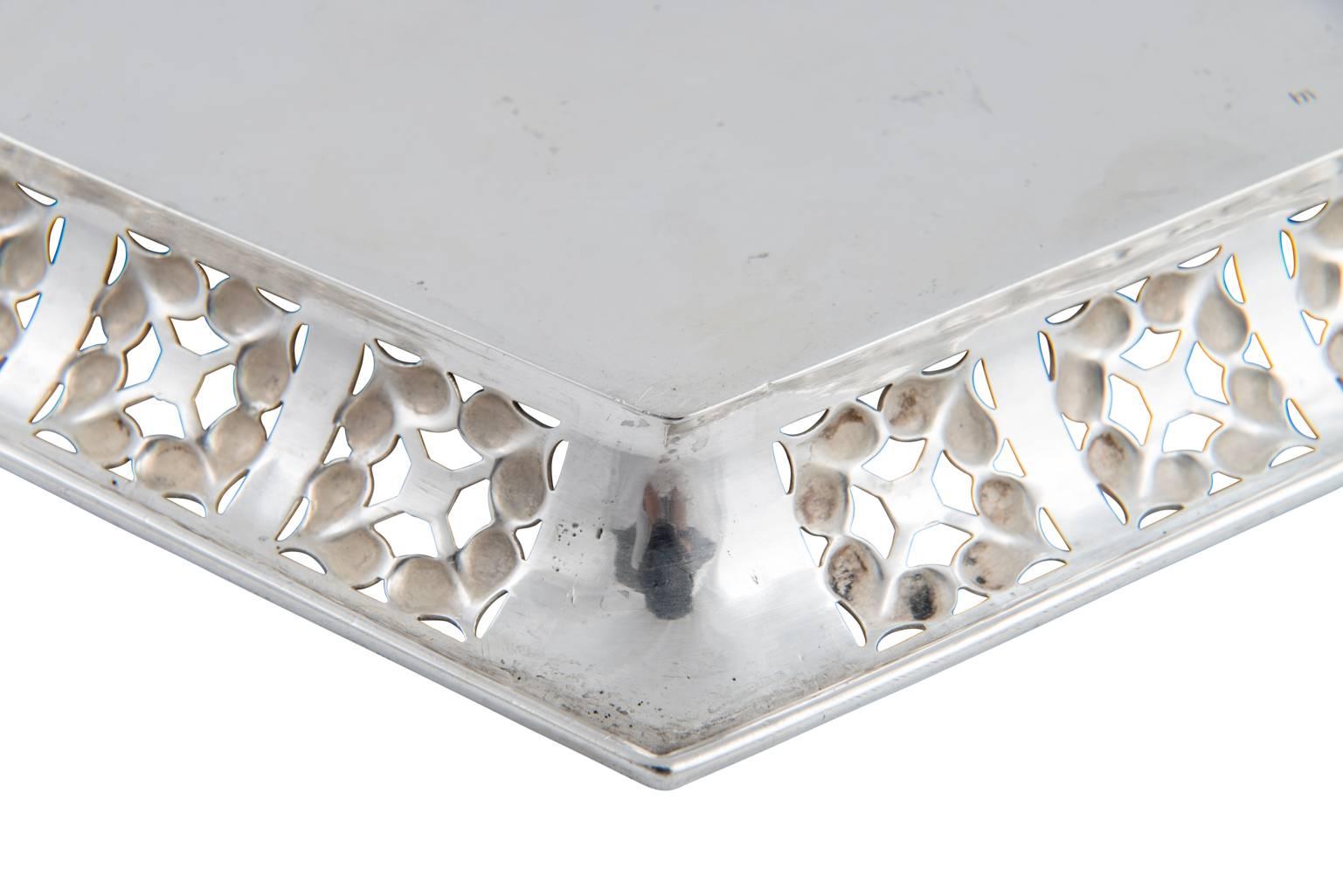 Gilt Josef Hoffmann Silver Tray, circa 1908, Wiener Werkstatte