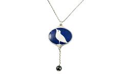 Wiener Werkstätte Koloman Moser circa 1904 Bird Silver Collier Enamel and Blood