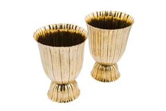Amazing Pair of Josef Hoffmann Vases Brass Wiener Werkstatte, circa 1921